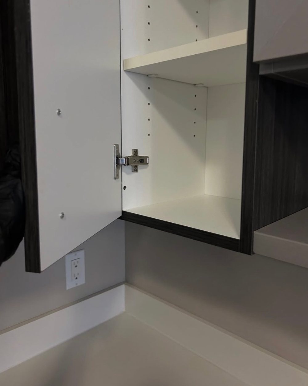Cabinet interiors wiped clean corner to corner