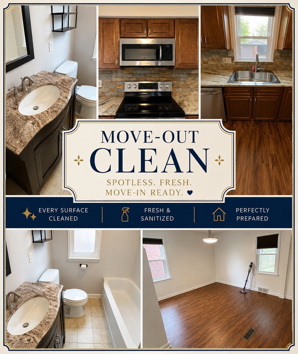 BTI Clean move-out clean, spotless kitchen and bathroom